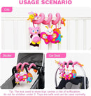 Jollybaby Baby Car Seat Stroller Toys, Plush Activity Hanging Spiral Activity Pram Crib with Music Box, Rattles, Squeaker for Babies Infant Boys Girls(Pink) by TinyTreasures Baby Boutique