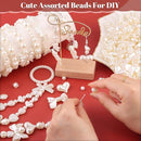 Assorted 270-320PCS Mix ABS Imitation Pearl Beads for Bracelet Making, Bow Butterfly Heart Kawaii Aesthetic Acrylic Beads,Cute Bead for Jewelry Making DIY Necklace Keychain Phone Charms by TinyTreasures Baby Boutique