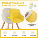 BABY JOY Convertible Baby High Chair, 3 in 1 Wooden Highchair/Booster/Chair with Removable Tray, Adjustable Legs, 5-Point Harness, PU Cushion and Footrest for Baby, Infants, Toddlers (Yellow) by TinyTreasures Baby Boutique