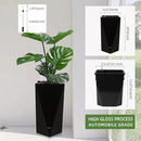Dexceder 24 Inches Tall Self Watering Planter Diamond High Gloss Indoor Outdoor, Thickened Rhombus Large Floor Standing Flower Plant Pot with Water Level Indicator (Black) by CozyNest Decor