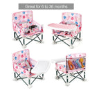 PandaEar Portable Baby Seat Travel| Compact Fold with Straps for Indoor/Outdoor Use| Great for Camping, Beach, Lawn |Toddlers, Kids, Boys, Girls (with Placemat, Pink) by TinyTreasures Baby Boutique