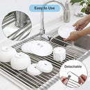 Searik Roll up Dish Drying Rack, Over The Sink Rolling Dish Drainer Rack Multipurpose Foldable Kitchen Stainless Steel Dish Rack Sink Drying Rack for Kitchen Sink Counter (17"x 15.7") by CozyNest Decor