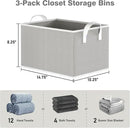 Closet Storage Bins, Fabric Closet Organizers and Storage Basket for Shelves, Collapsible Shelf Baskets for Organizing Shelves, Bedroom Clothes Basket, Gray, 3 Pack by CozyNest Decor