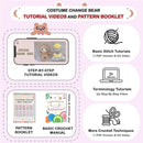 LoopMap Crochet Kit for Beginners - DIY Amigurumi Bear with Removable Dress & Accessories - Step-by-Step Video Tutorials, Extra Yarn, Crochet Tools, Handmade Gift for Kids & Adults (Bear K02, Pink) by TinyTreasures Baby Boutique