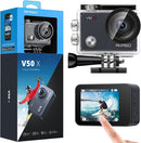 AKASO V50X Native 4K30fps WiFi Action Camera with EIS Touch Screen 4X Zoom 131 feet Waterproof Camera Support External Mic Remote Control with Helmet Accessories (Without 64GB MicroSD Card) by TinyTreasures Baby Boutique