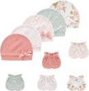 Baby Hat and Mittens Set Cotton Newborn Baby Hats Caps for Boys and Girls, 0-6 Months by TinyTreasures Baby Boutique