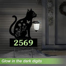 Address Signs for Houses,YY Gardenia Solar Lantern Garden Stake with Glow in the Dark House Numbers-Waterproof Outdoor Yard Sign with Solar Power-Elegant Garden Decor (Cat Black)