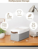 StorageWorks Narrow Storage Bins, Small Basket for Closet and Shelves, Rectangular Fabric Organizer with Handles, Toilet Paper Storage, Gray and White Stripes, 2-Pack by CozyNest Decor