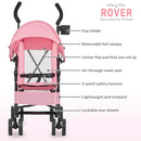 Dream On Me Rover Convenience Baby Stroller in Pink, Lightweight & Compact Umbrella Stroller, Easy one-Hand fold Travel Stroller, Lockable Rear Wheels, Removable & Adjustable Canopy by TinyTreasures Baby Boutique