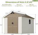Patiowell 8 x 10 FT Resin Outdoor Storage Shed with Floor, Plastic Shed with Window and Lockable Door for Garden, Backyard, Tool Storage Use, Easy to Install in Brown (Kick-it Shed) by GreenHaven Gardens