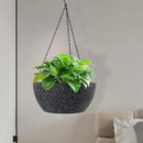 10 inch Hanging Planters for Outdoor Indoor Plants with Drainage Holes and Chain, 2 Pack Round Hanging Flower Pots for Garden Home Porch Decor, Speckled Black by CozyNest Decor
