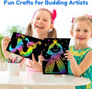 ZMLM Scratch Art Crafts Boys Gifts, 60 Rainbow Scratch Paper Art Gifts for 3 4 5 6 7 8 9 10 Years Old Girls and Boys Kids, Arts and Crafts for Kids 4-6 Birthday Toys and Games Activities Gift (Blue) by TinyTreasures Baby Boutique