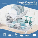 GAXmi Dish Drying Rack Over The Sink Drainer with Drainboard Utensil Holder Cup Holder, 2-Tier White by CozyNest Decor