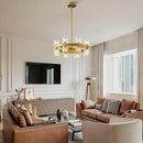Gold Chandelier Light Fixture Kitchen and Dining, 16-Lights Modern Chandeliers for Dining Room, 18" Farmhouse Kitchen Pendant Lights Over Table, Crystal Wagon Wheel Chandelier(Bulbs Included) by CozyNest Decor