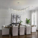 Modern Crystal Silver Chandelier, 55" Large Rectangular Oval Tree Branch Crystal Chandeliers for Dining Room,16-Light Flush Mount K9 Crystal Chandeliers, for Kitchen Island,Dining Room by CozyNest Decor