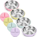 Nuogo 4 Pcs Stainless Steel Baby Suction Plates with Removable Silicone Shell 2-in-1 Metal Toddler Bowl Divided for Picky Eaters Kid Feeding Led Weaning Supply, Dishwasher Safe (Macaron Series) by TinyTreasures Baby Boutique
