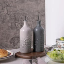 Sweejar Ceramic Olive Oil Dispenser Bottle, 20 Oz Relief Opaque Oil Cruet Protects Oil To Reduce Oxidation, Storage Vinegar, Soy Sauce, Coffee Syrup, Liquids, Set of 1 (Gradient Fog Gray) by CozyNest Decor