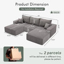 Boneless Sectional Cloud Couch Sofa for Living Room, 112" U-Shaped Modular Modern Lounge Sleeper Grey Couches with Chaise, No Assemble, Cordury Compression Upholstered Sofas by CozyNest Decor