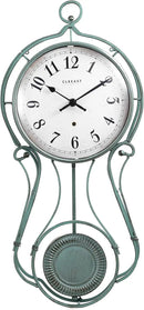 CLXEAST 20 Inch Metal Pendulum Wall Clock Battery Operated,Large Schoolhouse Wall Clocks for Living Room Decor,Antique Aged Teal Green Finish,House Warming Gifts New Home by CozyNest Decor