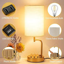 Dreamholder Touch Control USB Table Lamp, Upgraded 3-Way Dimmable Bedside Desk Lamp with USB C & A Charging Ports and AC Outlet, Nightstand Lamp for Bedroom, Dimmable Bulb Included, Gold by CozyNest Decor