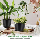Plant Pots with Multi Drainage Holes - 5 Pieces Versatile, Sturdy Plastic, Stackable Design Home Decor Flower Pots for Indoor and Outdoor Gardening - Black by GreenHaven Gardens