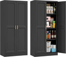 60" Tall Metal Pantry Cabinet, Black Kitchen Pantry Storage Cabinet with Doors and 3 Adjustable Shelves, Cupboard for Kitchen, Dining Room, Living Room, Bathroom by CozyNest Decor