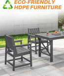 Patio Dining Chair Set of 2, HDPE Outdoor Dining Chair, Ergonomic HDPE Dining Chairs with Deep Seating, All Weather Outdoor Chairs Furniture for Backyard, Deck, Garden, Poolside, Smoke Gray by CozyNest Decor