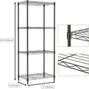 4 Tiers Shelf Metal Storage Shelves Wire Rack Closet Organizers with Wheel for Garage Kitchen Bathroom Laundry Black 11.8" D x 17.7" W x 41.9" H by CozyNest Decor