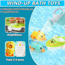 No Hole Bath Toys for Babies 0-6-12 Months+, Wind-up Swimming Ducks & Boat Bath Toys for Kids Ages 1-3, Baby Pool Toys Fishing Net Water Toys Watering Can, Toddler Bath Toys for 1+ Year Old Boy Girl by TinyTreasures Baby Boutique
