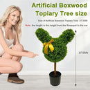 2 Pcs Artificial Bunny Shaped Topiary Trees, Artificial Green Boxwood Bunny Decorations with Gold Bow, Perfect for Indoor & Outdoor Front Porch, Easter& Garden Decor (Bunny Shaped Topiary Tree) by CozyNest Decor