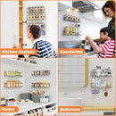 Spice Rack wall mounted 4 Pack, Space-Saving Spice Organizer for Spice Jars and Seasonings,Screw or Adhesive Hanging Spice Rack Organizer for Your Kitchen Cabinet,or Pantry Door,Chrome by CozyNest Decor