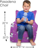 Posh Creations Bean Bag Chair Structured Seat for Toddlers and Kids, Comfy Chair for Gaming, Reading, and Watching TV for Children, Pasadena Chair, Canvas - Unicorn Rainbows on Purple by TinyTreasures Baby Boutique