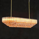 Amber Glass Chandeliers for Dining Room Over Table, 43" Modern Rectangular Dining room Chandelier, Honeycomb Layered Crystal Kitchen Island Long Chandelier Gold Dimmable Ceiling Light for Kitchen by CozyNest Decor