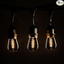Hometown Evolution, Inc. E26 Outdoor Commercial String Lights with Suspended Socket for Weatherproof Heavy Duty Vintage Outside Lighting (S14 Zig Zag Edison 11 Watt Bulbs, 24 Foot 12 Socket) by CozyNest Decor