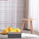 GhvyenntteS Small Fabric Storage Bins 6 Pack, 11.8" x 7.87" x 5.11" Storage Basket with Leather Handles, Closet Storage Bins for Shelves, Storage Baskets for Shelves, DVD Storage (Grey/Beige Yellow) by CozyNest Decor