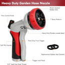 RESTMO Garden Hose Nozzle, Heavy Duty Metal Water Hose Nozzle with 7 Adjustable Spray Patterns, High Pressure Hand Sprayer with Flow Control, Best for Watering Plants & Lawns, Washing Cars & Pets, Red by GreenHaven Gardens