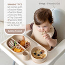 SAMiGO Silicone Baby Feeding Set, Suction Plate Bowl Set, Self Feeding Spoons, Bib, Cup, Baby Led Weaning Supplies, First Stage Feeding Essentials, Food Eating Utensils, 6+ Months by TinyTreasures Baby Boutique