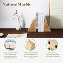 Marble Bookends for Heavy Books, Decorative Book Ends for Shelves, Unique Marble Stone Durable and Heavy Book Ends for Hardback Books & CDS, Book Stopper/Holder, Set of 2(Moca Jade) by CozyNest Decor