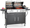 Captiva Designs Propane Gas Grill and Charcoal Grill Combo with Side Burner & Porcelain-Enameled Cast Iron Grate, Dual Fuel BBQ Grill for Outdoor Events & Backyard Barbecue, 690 SQIN Cooking Area by GreenHaven Gardens