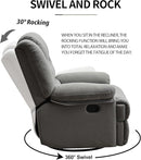 Swivel Rocking Recliner Chair for Adults, Overstuffed Manual Glider Rocker Recliner Chairs, Upholstered Reclining Single Sofa for Living Room Nursery (Grey) by TinyTreasures Baby Boutique