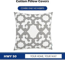 HWY 50 Grey Gray Decorative Throw Pillow Covers 18x18 Inch (1 Piece), Embroidered Cotton Farmhouse Cushion Cover Pillow Case for Sofa Couch Living Room Bed, Geometric by CozyNest Decor