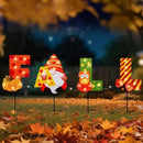 WONDER GARDEN Fall Yard Stakes Yard Signs, 4 Pack Metal Thanksgiving Lighted Garden Stakes, Gnome Sign with LED Lights for Harvest,Outdoor, Lawn,Farmhouse Decorations by CozyNest Decor