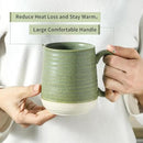 Hasense Stoneware Coffee Mugs Set of 6, 15 Oz Large Coffee Cups with Handle, Tea Mugs for Men and Women, Modern Coffee Mug for Cappuccino, Milk, Cocoa, Microwave & Dishwasher Safe, Green by CozyNest Decor