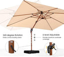 PURPLE LEAF 9' X 12' Double Top Deluxe Wood Pattern Rectangle Patio Umbrella with Base Offset Hanging Umbrella Outdoor Market Umbrella Garden Umbrella, Beige by GreenHaven Gardens