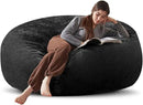 Bean Bag Chair 6Ft, Memory Foam Filled, Large Beanbag Chairs for Adults and Teens, Soft Sofa with Removable Flannel Cover, Round Couch for Living Room Bedroom College Dorm (Black, 6FT-67×67"×24") by CozyNest Decor