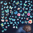Glow in The Dark Butterfly Flower Wall Decals Glowing Luminous Butterflies Removable Self-Adhesive Wall Stickers for Girls Bedroom Nursery Living Room Decor 4 Sheets (Butterfly 3) by CozyNest Decor