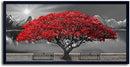 Black and White Red Tree Wall Art Canvas Print Picture Large Red Tree Landscape Modern Artwork for Living Room Bedroom Office Home Wall Decor With Frame 29X58inch Black Framed by CozyNest Decor