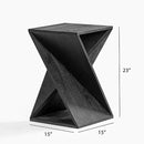 Modern Hand Made One-of-a-Kind Carved Mango Wood End Table, Farmhouse Side Table,Farmhouse End Table,Living Room,Bedroom, Accent Table, Contemporary Architectural Designed Black,Assembled by CozyNest Decor