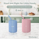 WeeSprout Silicone Baby Cups With Straws and Lids, 4 & 8 oz Options, Set of 2, Food Grade Toddler Training Container, Built In Straw Stoppers, Measurement Markings, Dishwasher Safe + Straw Cleaner by TinyTreasures Baby Boutique