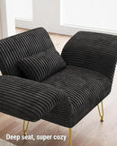 Txtin's Comfy Accent Chair Reading Chair for Bedroom Cozy Wing Arm Living Room Single Sofa Chair with Angle Adjustable Arms Black Corduroy Easy Assembly by CozyNest Decor